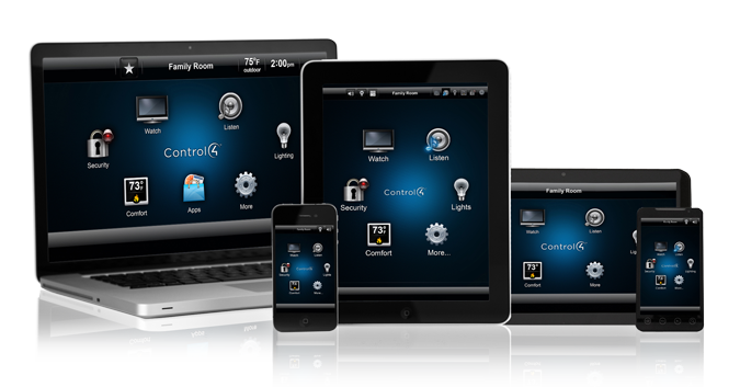 control4 home automation on iPad, iPhone and computer devices